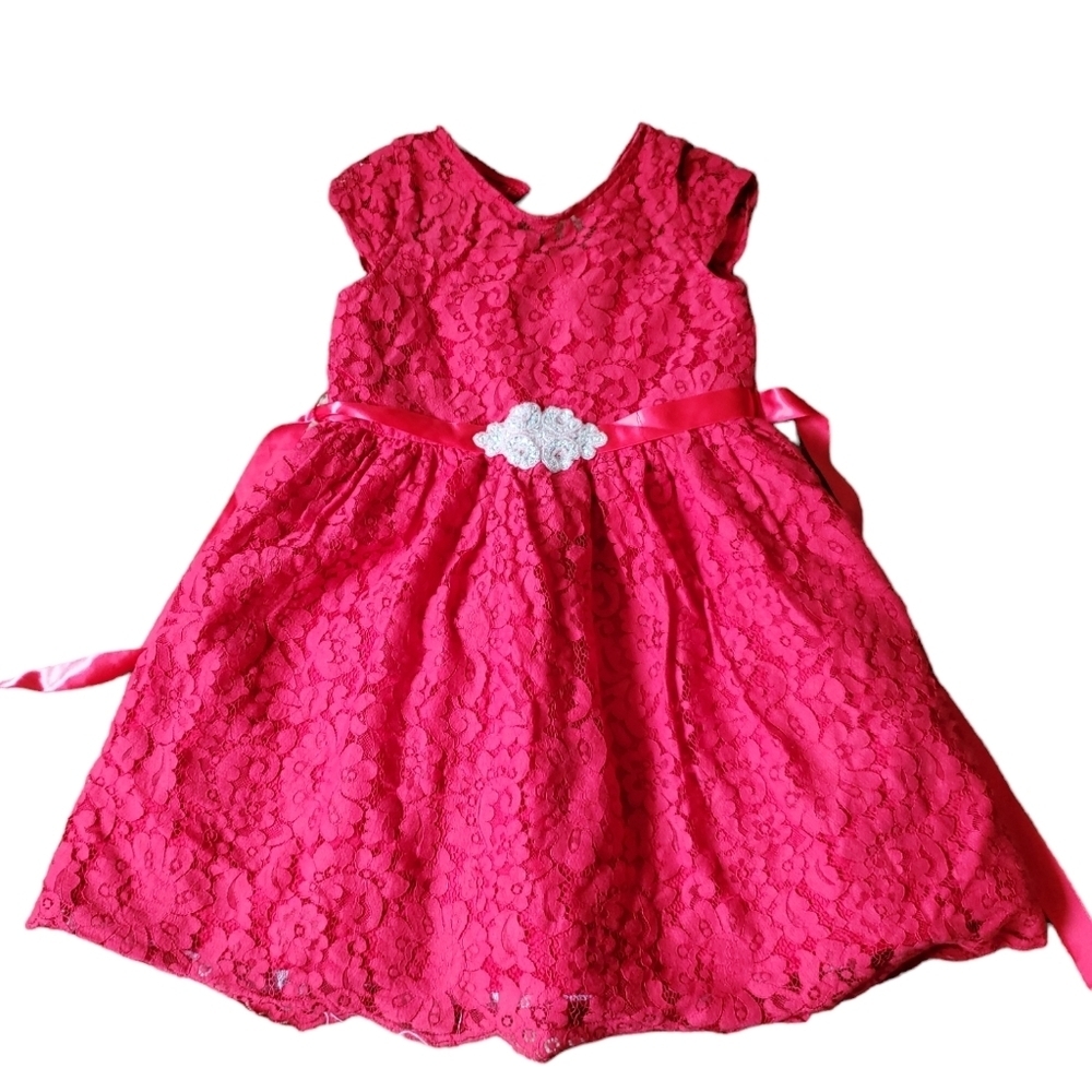 Rare Editions Lace Red Dress Size 5T - Picture 2 of 10